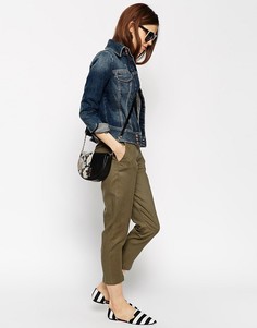 Льняные укороченные брюки ASOS - Зеленый