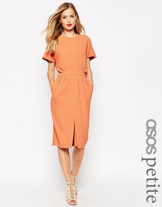 Креповое платье с запахом сзади и D‑образным кольцом ASOS PETITE - Белый