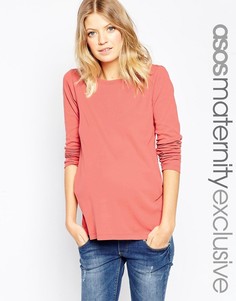 Топ с круглым вырезом и длинными рукавами ASOS Maternity - Синий