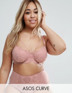 Кружевной бюстгальтер на косточках ASOS CURVE Fan - Розовый