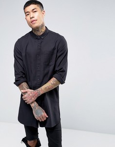 Черная удлиненная рубашка классического кроя ASOS - Черный