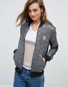 Куртка на молнии с принтом ракушек Adidas - Серый