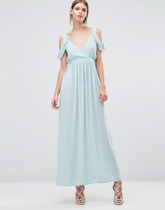 Платье макси с драпированной отделкой на плечах Oh My Love - Зеленый