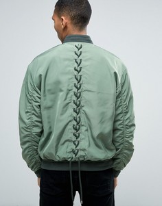 Куртка-пилот цвета хаки со шнуровкой сзади ASOS - Зеленый
