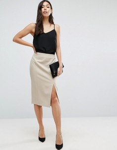 Юбка-карандаш с завышенной талией ASOS Premium - Stone