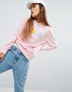 Fila Oversized Hoodie With Colour Logo In Soft Towelling - Розовый