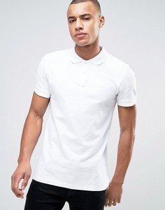 Белая узкая футболка-поло из пике Esprit - Белый