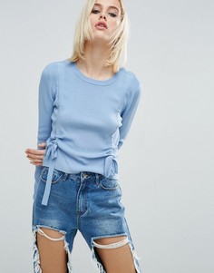 Джемпер с присборенной отделкой и шнурками ASOS - Синий