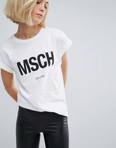 Футболка бойфренда с принтом логотипа Moss Copenhagen - Белый
