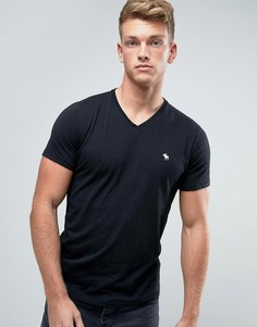 Черная обтягивающая футболка с V-образным вырезом Abercrombie &amp; Fitch Core - Черный