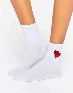 Носки с вышивкой сердец ASOS Valentines - Серый