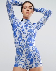 Cynthia Rowley China Blue Neoprene Wetsuit - Мульти
