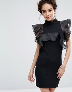Платье мини с крупными оборками Endless Rose - Черный