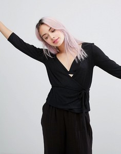 Monki Wrap Front Top - Черный