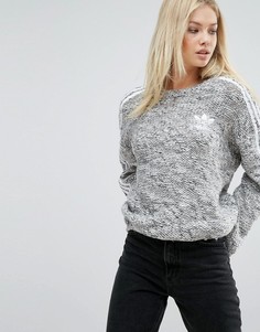 Джемпер крупной вязки с тремя полосками adidas Originals - Серый