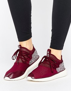 adidas Originals Maroon Tubular Trainers With Cracked Leather Detail - Красный