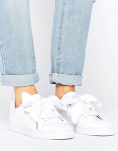 Puma Basket Heart Trainers In Patent White - Белый