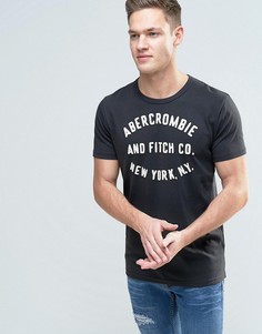 Abercrombie &amp; Fitch Slim T-Shirt Applique A.Fitch Logo - Черный