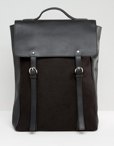 Черный рюкзак из кожи и парусины ASOS - Черный