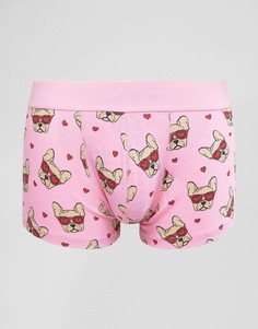 Трусы-хипстеры с принтом французского бульдога ASOS Valentines - Розовый
