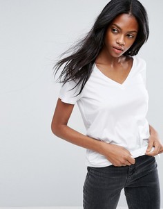 Свободная футболка с V-образным вырезом ASOS - Белый