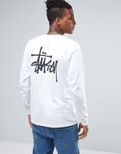 Лонгслив с принтом на спине Stussy - Белый