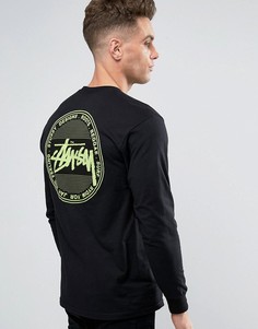 Лонгслив с винтажным принтом в горошек сзади Stussy - Черный