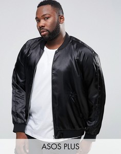 Черная атласная куртка-пилот ASOS PLUS - Черный
