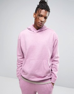 ASOS Oversized Hoodie In Overdye With Rib Inserts - Розовый