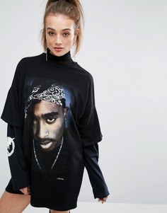 Платье-футболка PrettyLittleThing Tupac - Черный