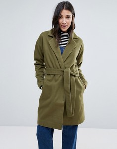 Пальто с поясом First &amp; I - Зеленый