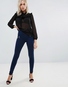 QED London Skinny Leg Trousers With Zip Detail - Темно-синий