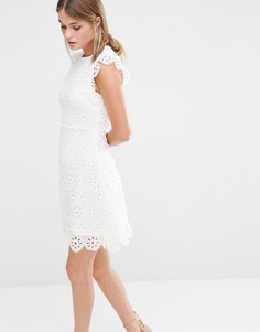 Цельнокройное платье из цветочного кружева New Look - Белый