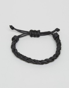 Черный плетеный браслет с кожей Jack &amp; Jones Jacwood - Черный
