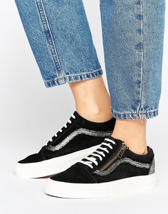 Черные кроссовки с золотистой молнией Vans Old Skool - Мульти