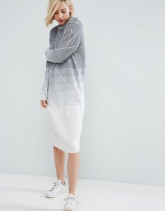 ASOS WHITE Knitted Geo Gradient Midi Dress - Мульти