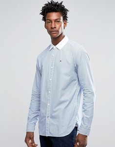 Hilfiger Denim Stripe Shirt With White Collar in Regular Fit - Синий