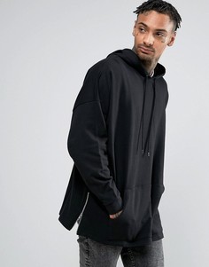 ASOS Oversized Longline Hoodie With Side Zips - Черный