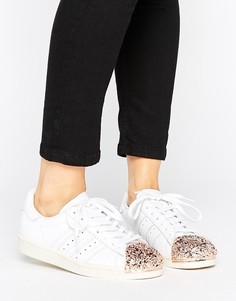 Белые кроссовки в стиле 80-х с золотисто-розовым 3D носком adidas Originals Superstar - Белый