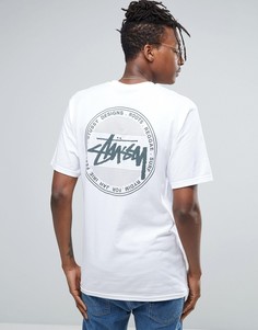 Футболка с винтажным принтом в горошек сзади Stussy - Белый