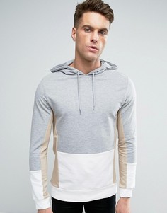 ASOS Muscle Hoodie With Cut &amp; Sew - Бежевый