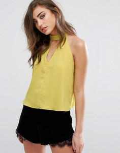 Miss Selfridge Halter Neck Keyhole Top - Зеленый