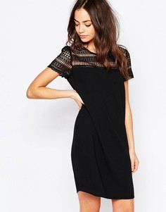 Цельнокройное платье с кружевной отделкой New Look - Черный