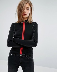 Топ с высокой горловиной и полосой спереди Cheap Monday - Черный