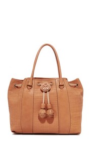 Плетеная объемная сумка с короткими ручками Amalfi на завязке Tory Burch