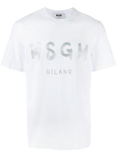 футболка с принтом логотипа   MSGM