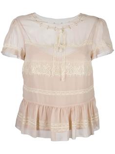 lace insert shortsleeved blouse Red Valentino