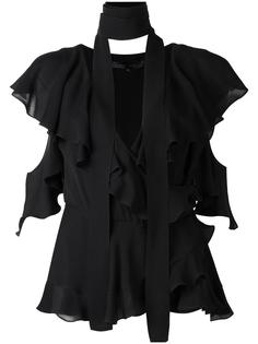 draped off shoulder pleated top Elie Saab