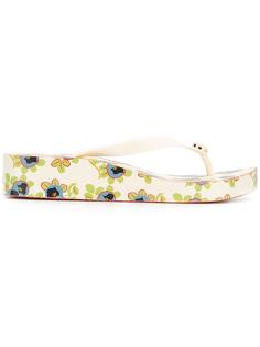 floral print flip flops Tory Burch