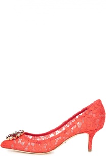 Кружевные туфли Rainbow Lace с брошью Dolce &amp; Gabbana